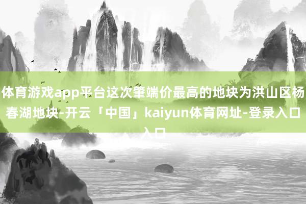 体育游戏app平台这次肇端价最高的地块为洪山区杨春湖地块-开云「中国」kaiyun体育网址-登录入口